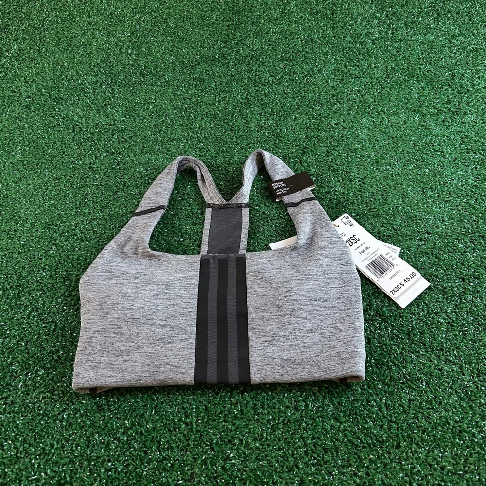 Adidas‎ Training Bra Medium Support Powerimpact Training Gray Womens 2XSC NWT